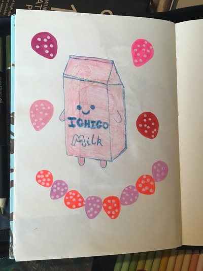 My Artwork Journal Ichigo Milk Oil Paint Pens Coloured Pencil.jpg
