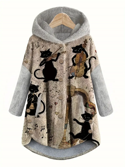 Temu Beige and Grey Hooded Fleece Black Cats Musical Instruments.png